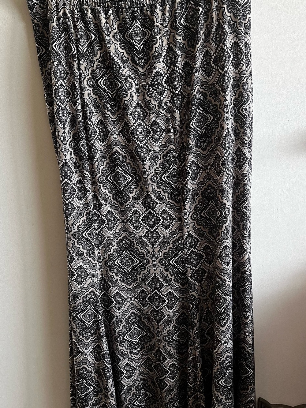 Cato Black & Ivory Geometric Print Maxi Skirt